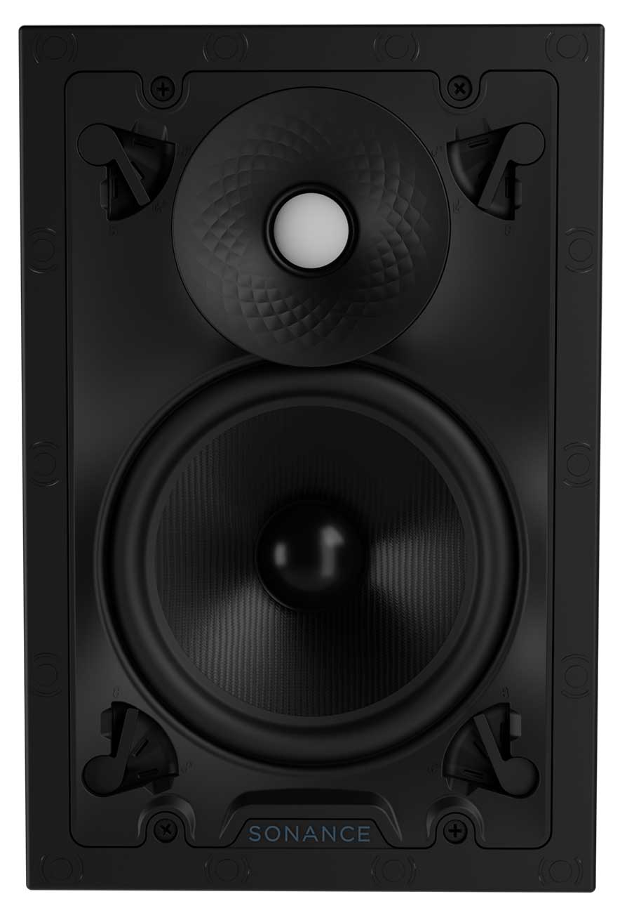 Front View Of The Sonance In-Ceiling Speaker Visual Experience Series Rectangular In Black Finish