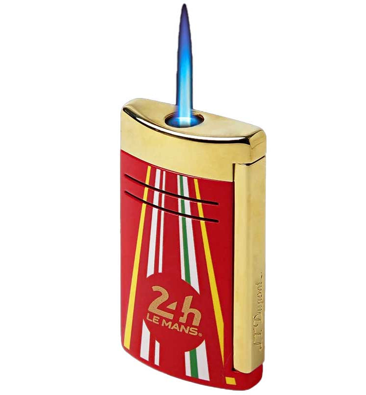 Lit view of S.T. Dupont red lighter