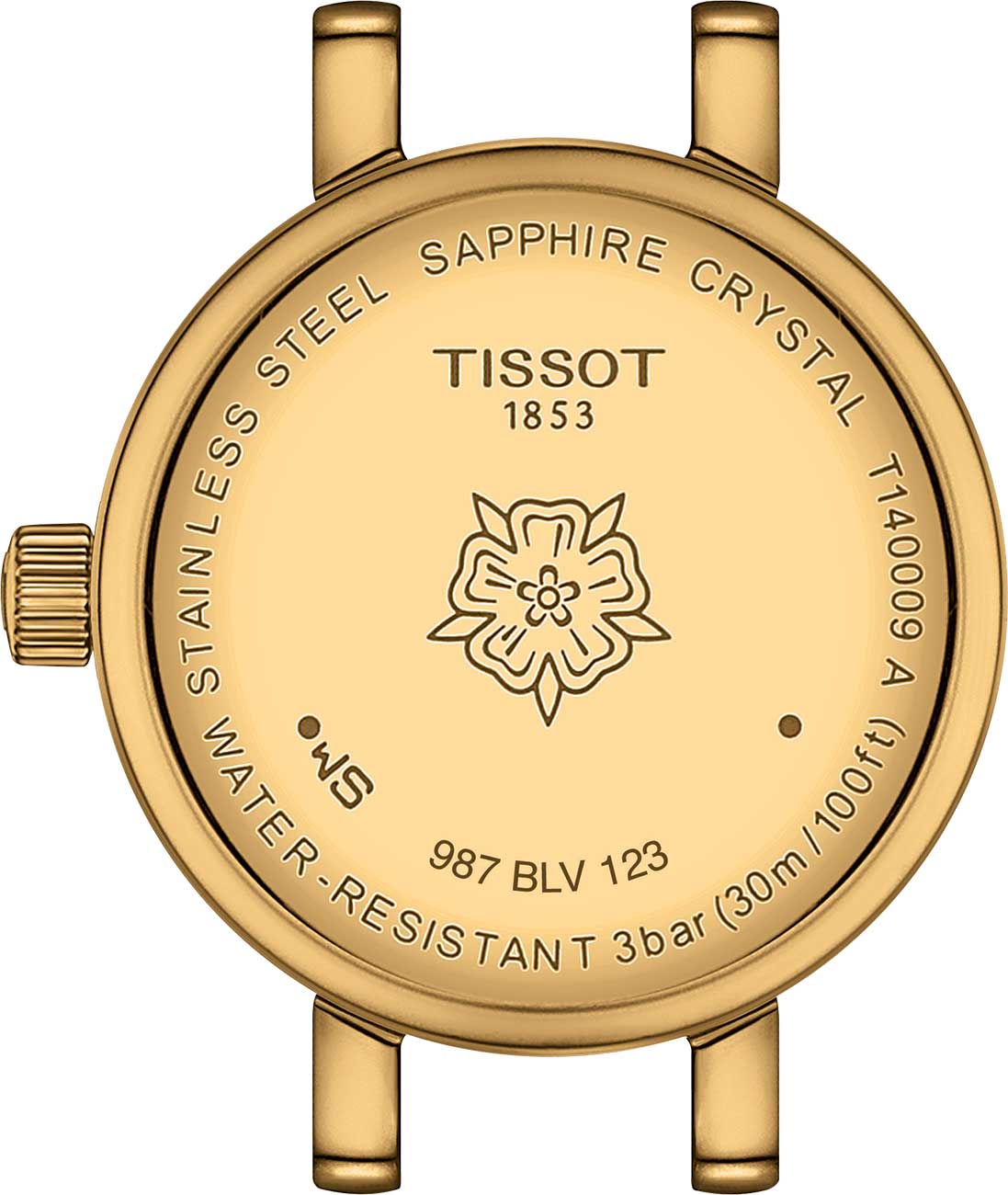 Back view of tissot gold and green watch