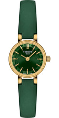 Front view of tissot gold and green watch